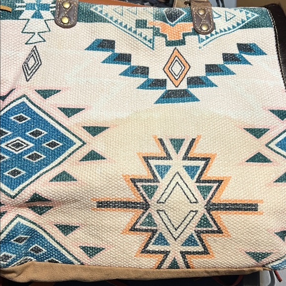 HOPOFLY BOHEMIAN CANVAS FUR LEATHER FRINGE LARGE TOTE BAG - Picture 12 of 16